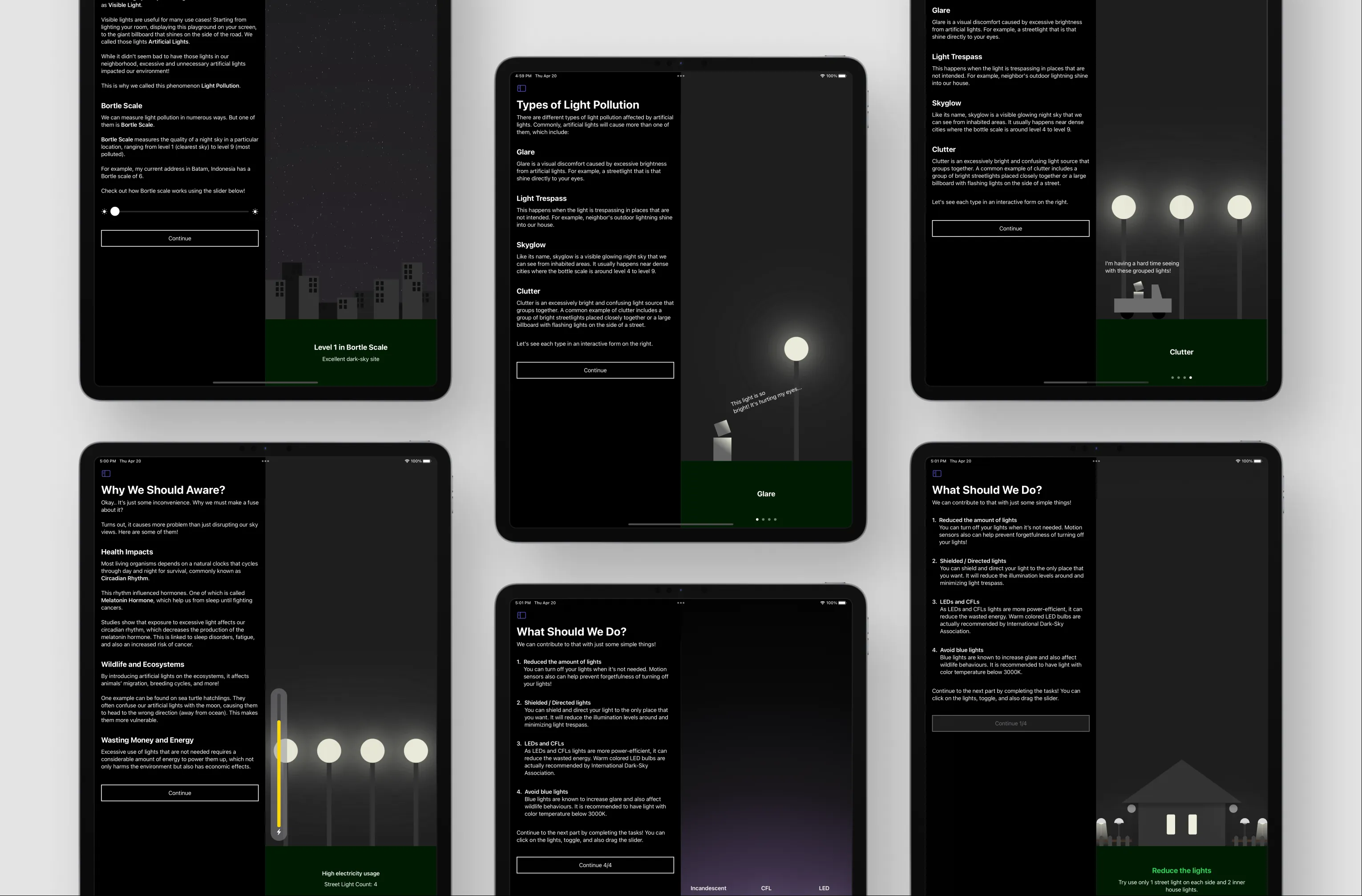 Mockup for Light Pollution app